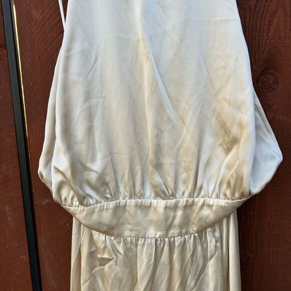 NWT Reformation Ivory Alani Silk Side Slit Backless Halter Maxi Dress size 14 - Picture 11 of 12